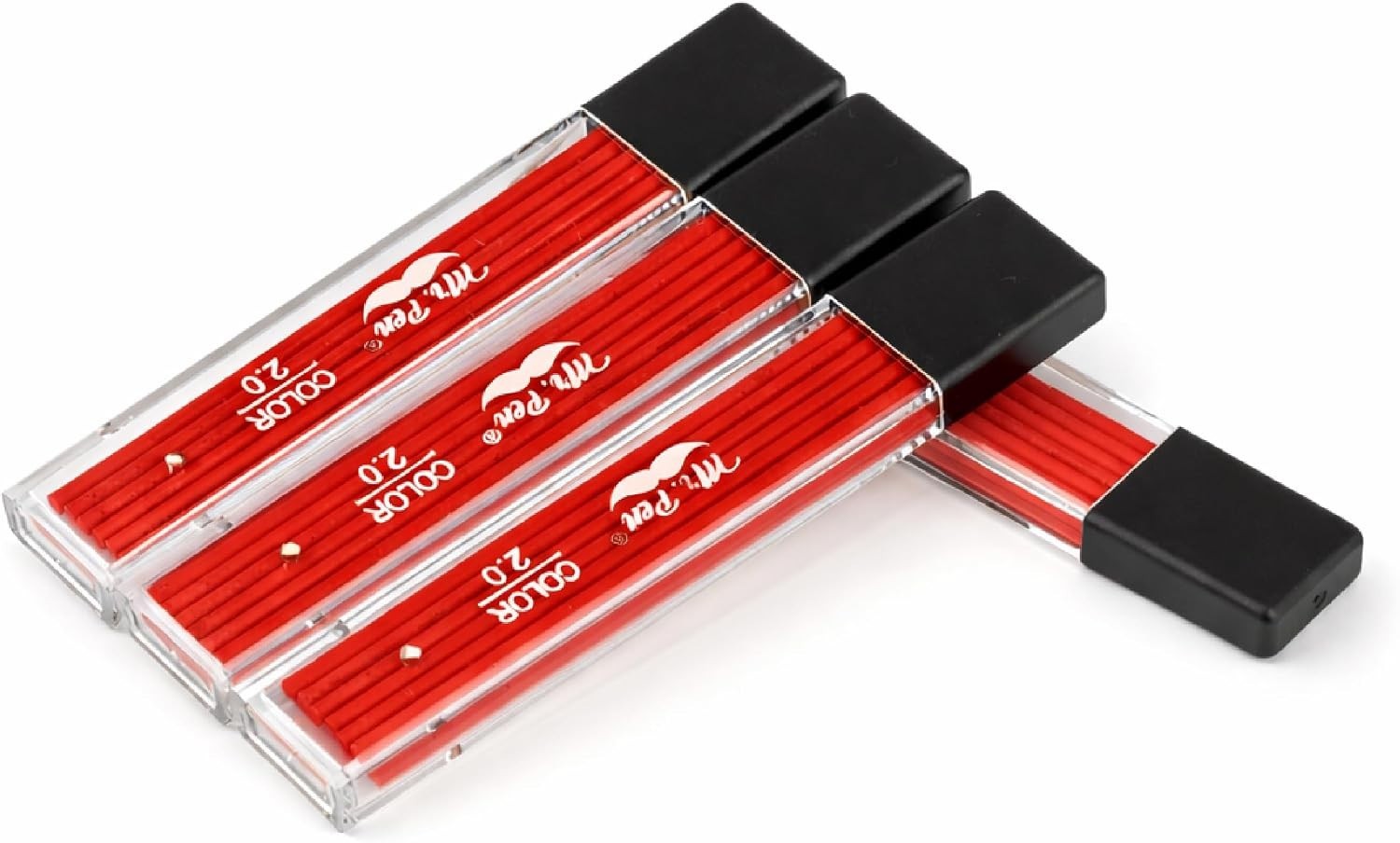 – 2.0 Mm Lead Refills, 48 Pack , Cherry Red | 90 Mm Length, Bold 2 Mm Mechanical