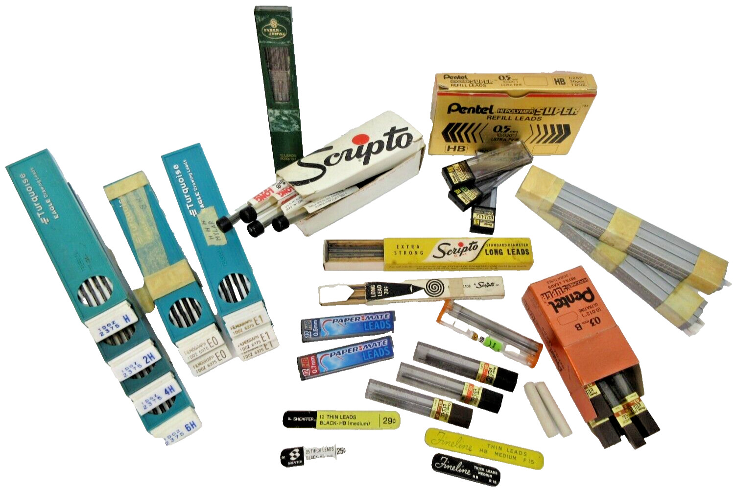 Huge Lot 450 Pencil Leads Collection Artist Drawing Mechanical Pencil Vtg-Modern