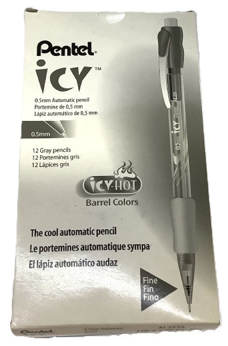 NEW Pentel 12-PACK Icy 0.5MM Automatic Pencil Smoky Gray Grey Pencils AL25TA