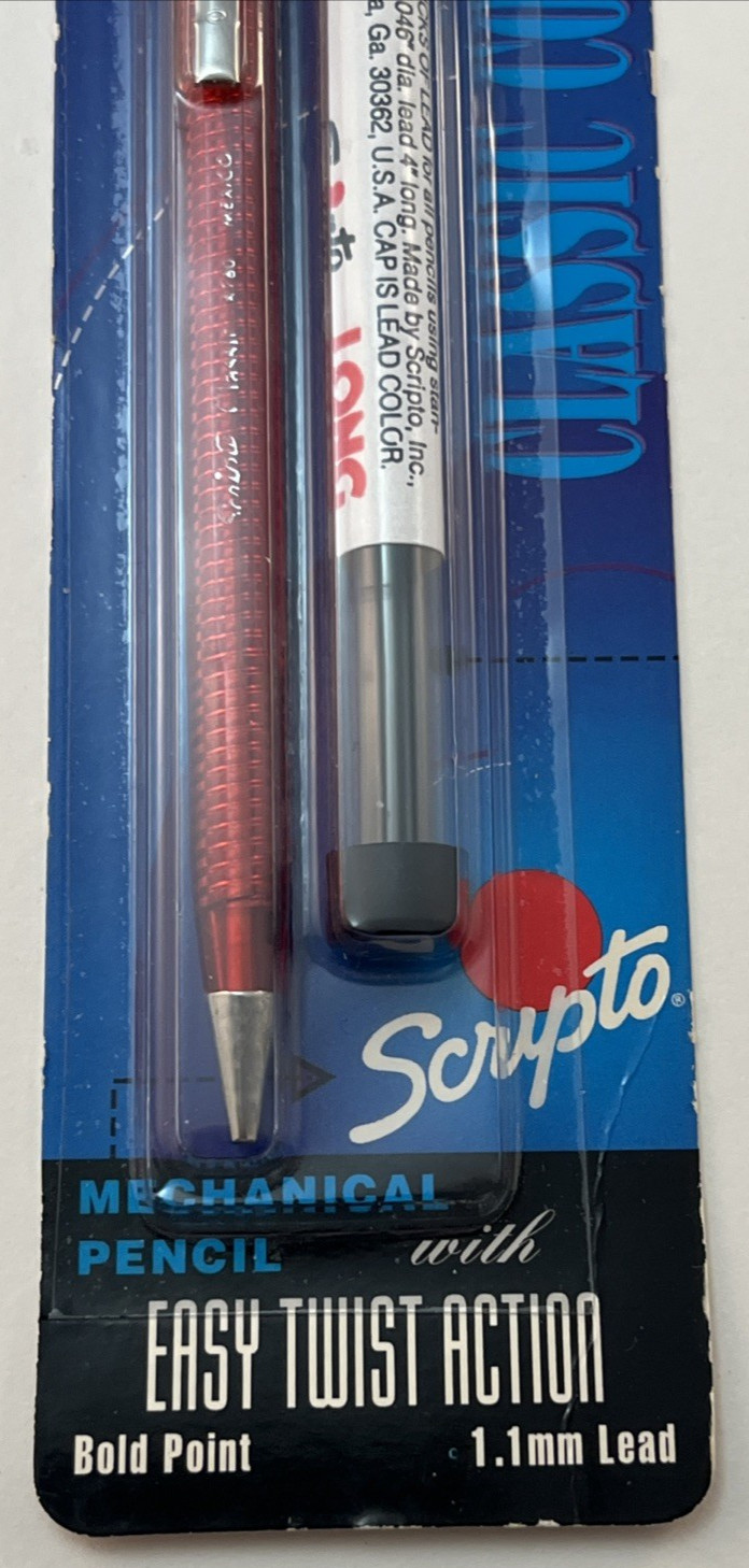 1993 Scripto Classic Combo Twist Mechanical Pencil 1.1 mm 02319 with Refill Red