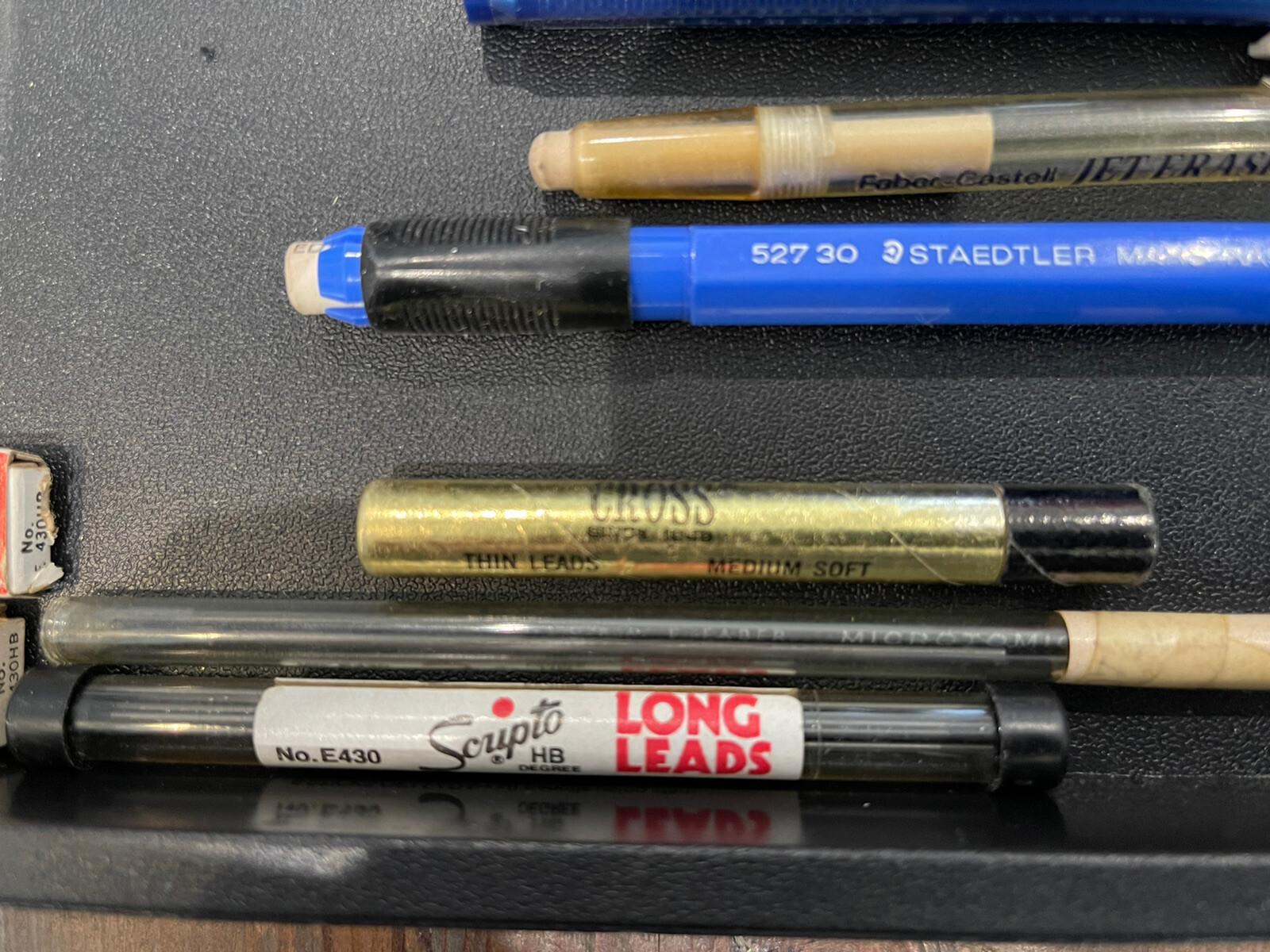 Vintage Lot of Pentel Mechanical Pencil Leads Erasers Clic Eraser Scripto Cross