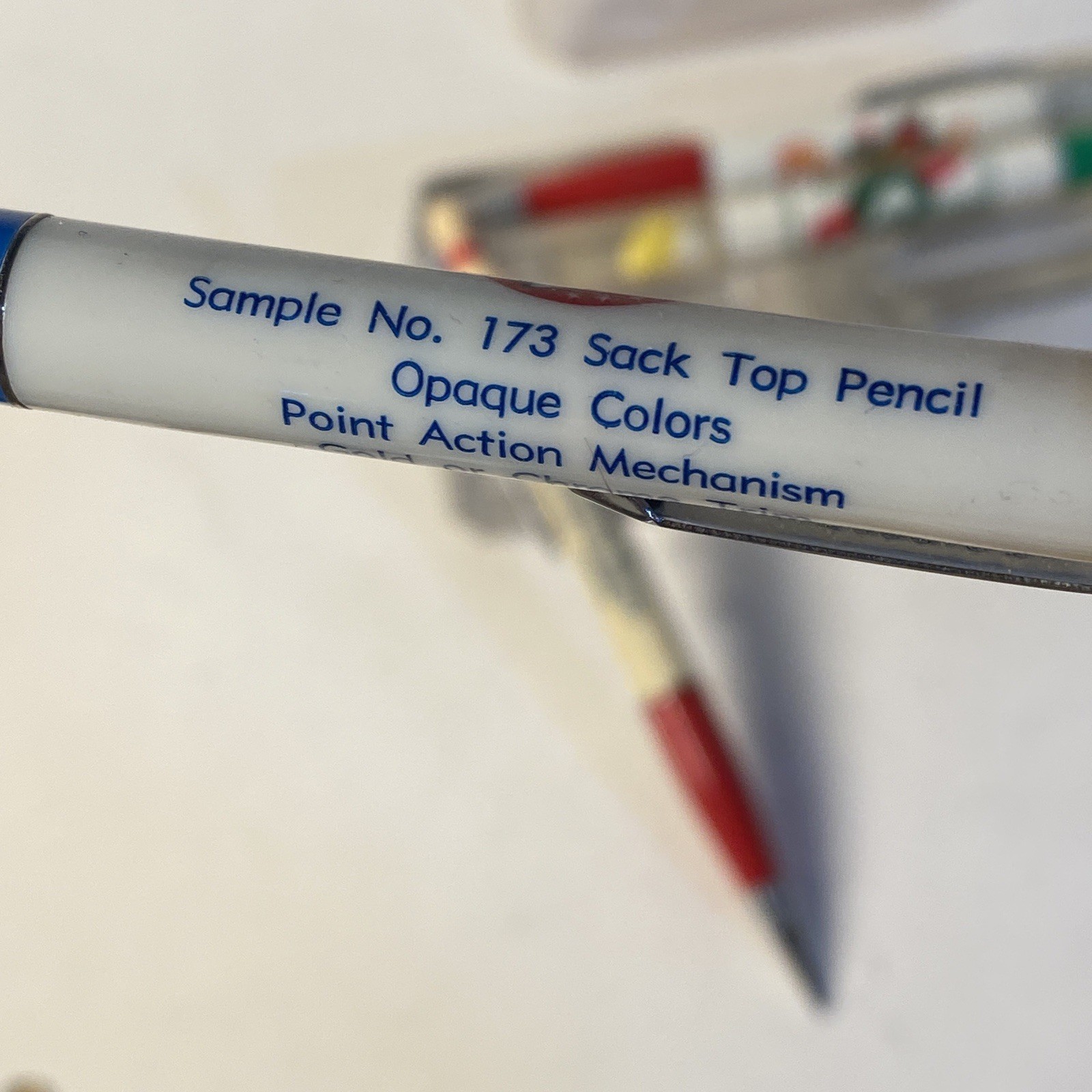 Ritepoint Salesmen Sample 4 Pack Pencils c1950 Floating Chick Bowling Flour 60’s