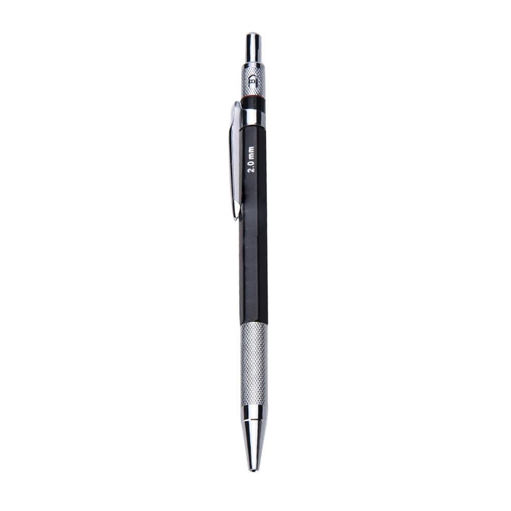 3 Pack 2.0Mm 2B Lead Holder Metal Mechanical Pencil Professional Automatic Draft