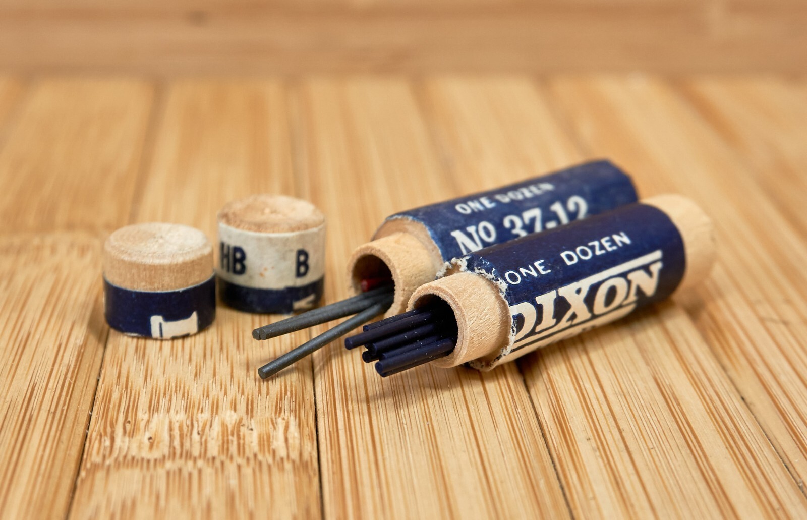Vintage Dixon Wood Tube Pencil Thin Leads, Set of 13, Made in Canada