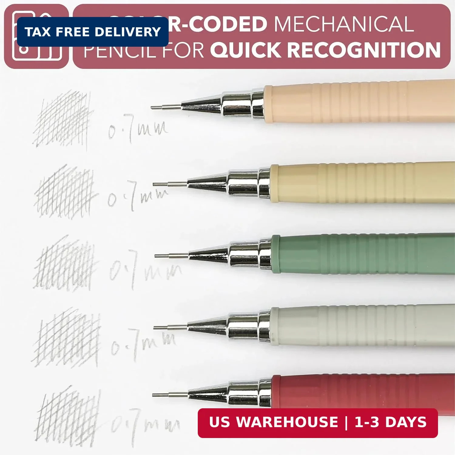 Mr. Pen- Mechanical Pencil Set with Lead and Eraser Refills, 5 Pack | 0.7mm, Ske