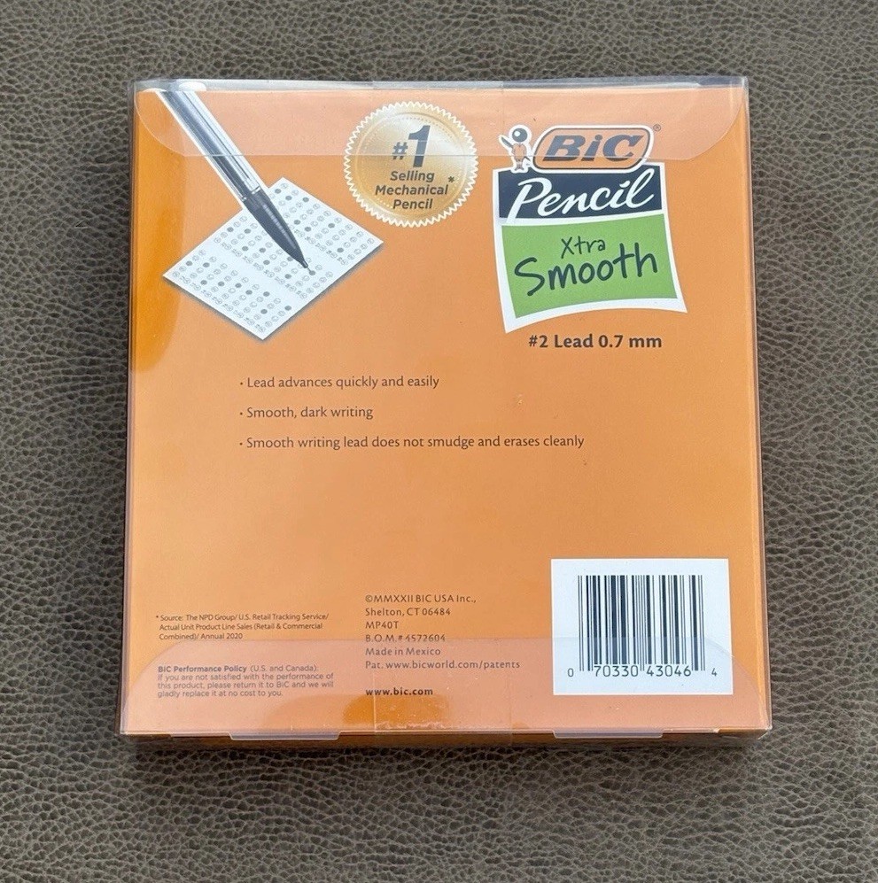 BIC Xtra-Smooth Mechanical Pencils with Erasers, Medium Point (0.7Mm), 40. NEW