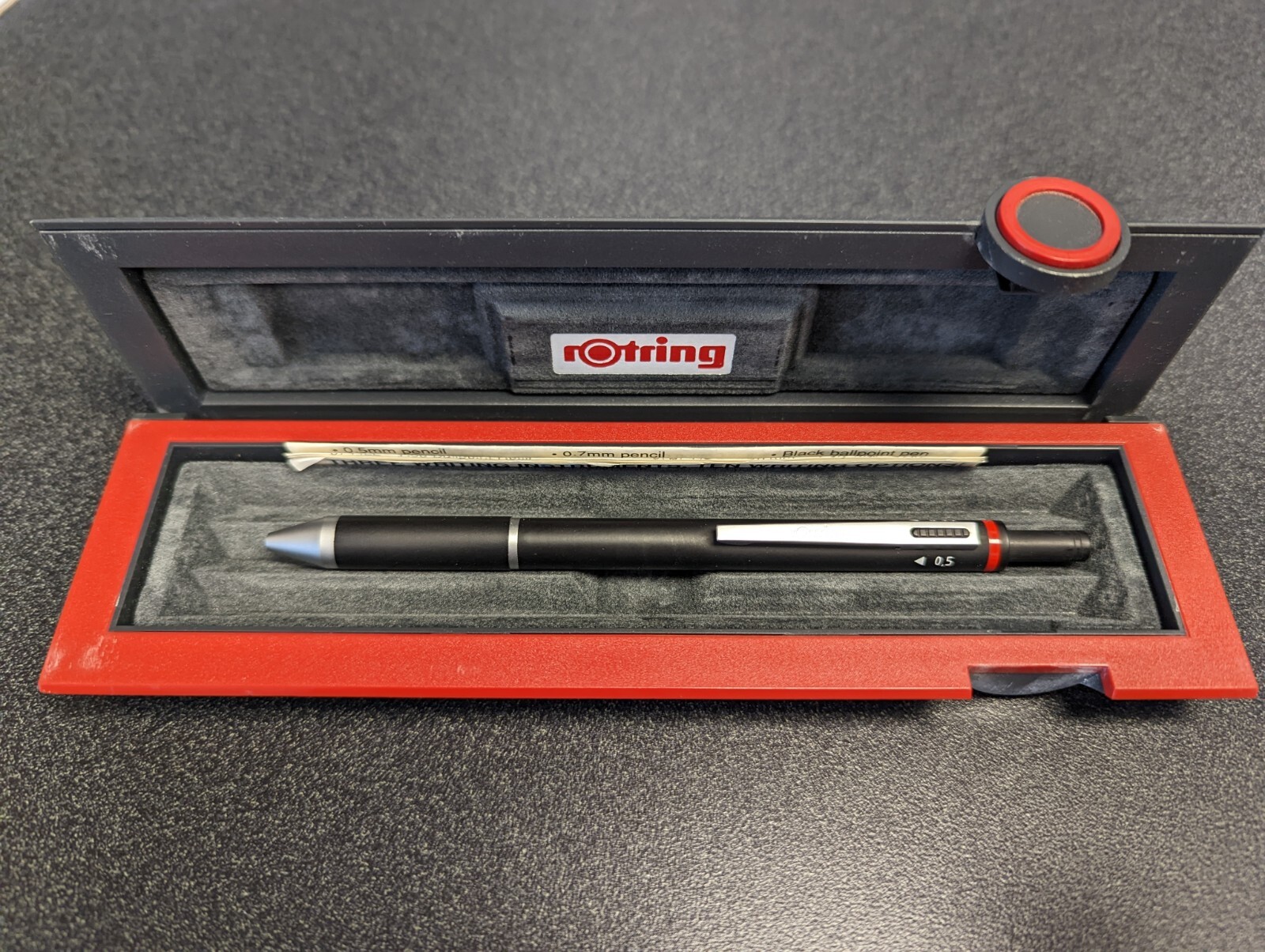 Vintage Rotring mechanical pencil. Three size leads. Excellent condition