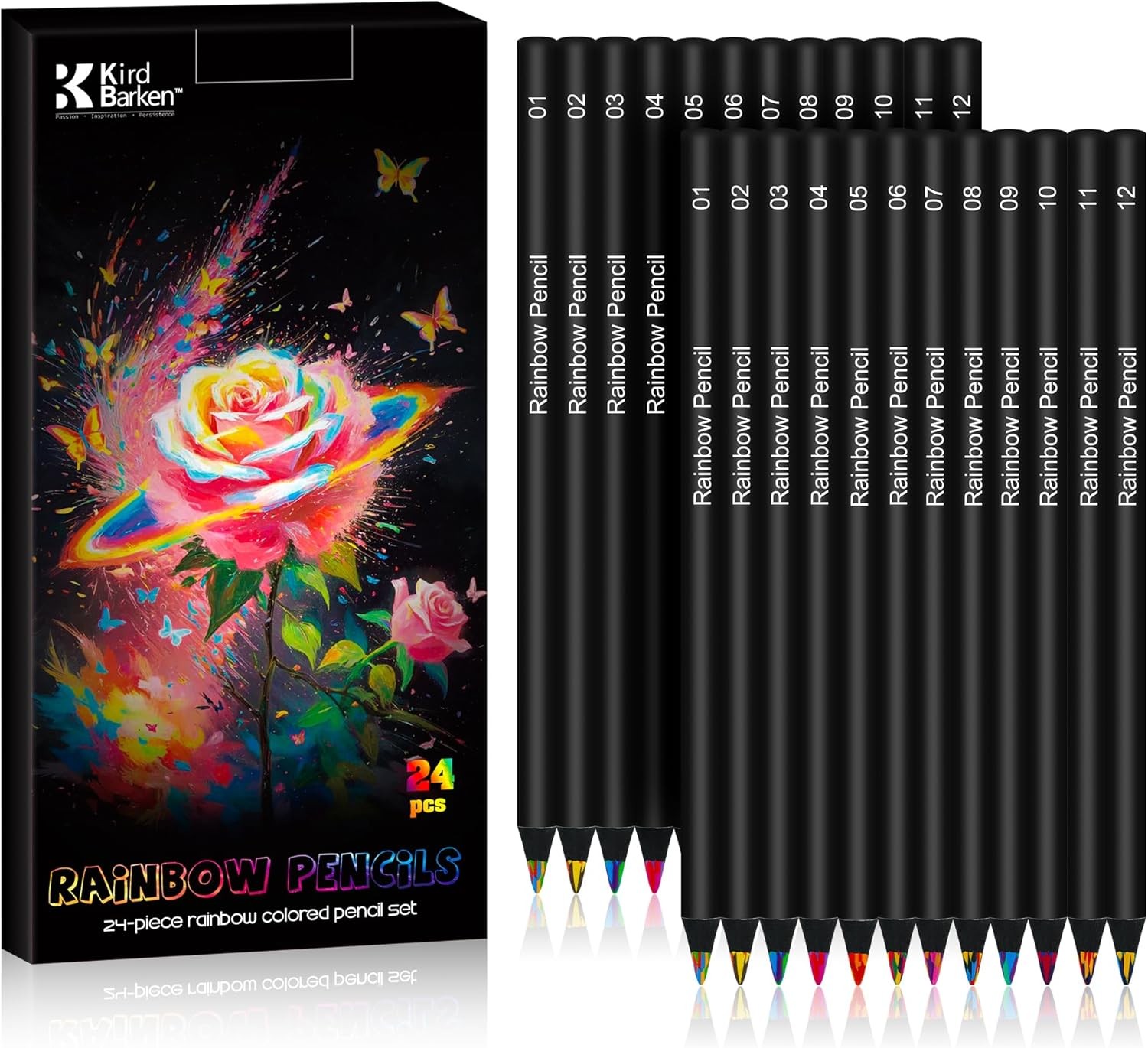24 Pcs Rainbow Colored Pencils Art Supplies Drawing Coloring Set Gifts for Teens