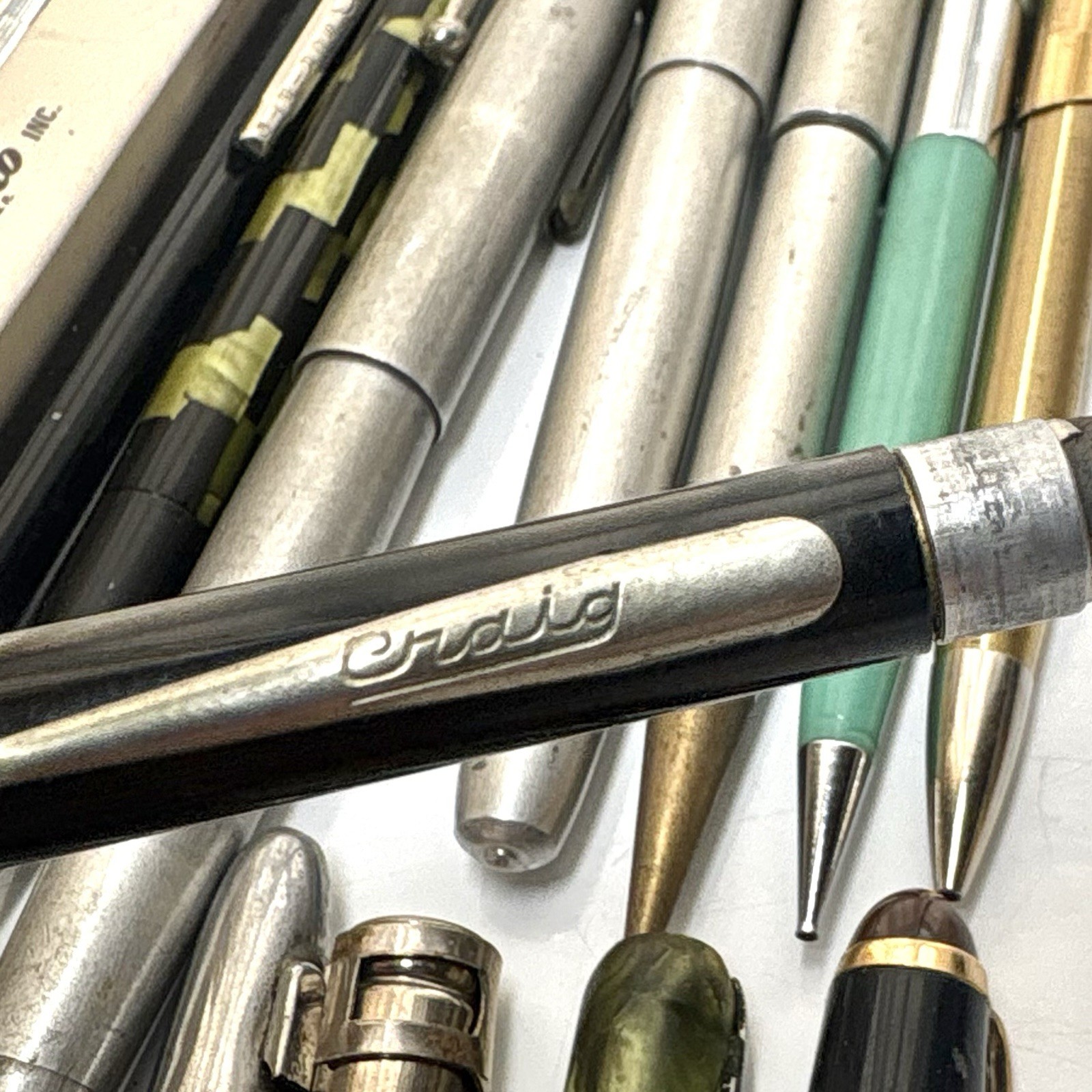 Vtg Mechanical Pencil & Pen Lot Of 20 pcs Scripto Advertising Silver King Kohl