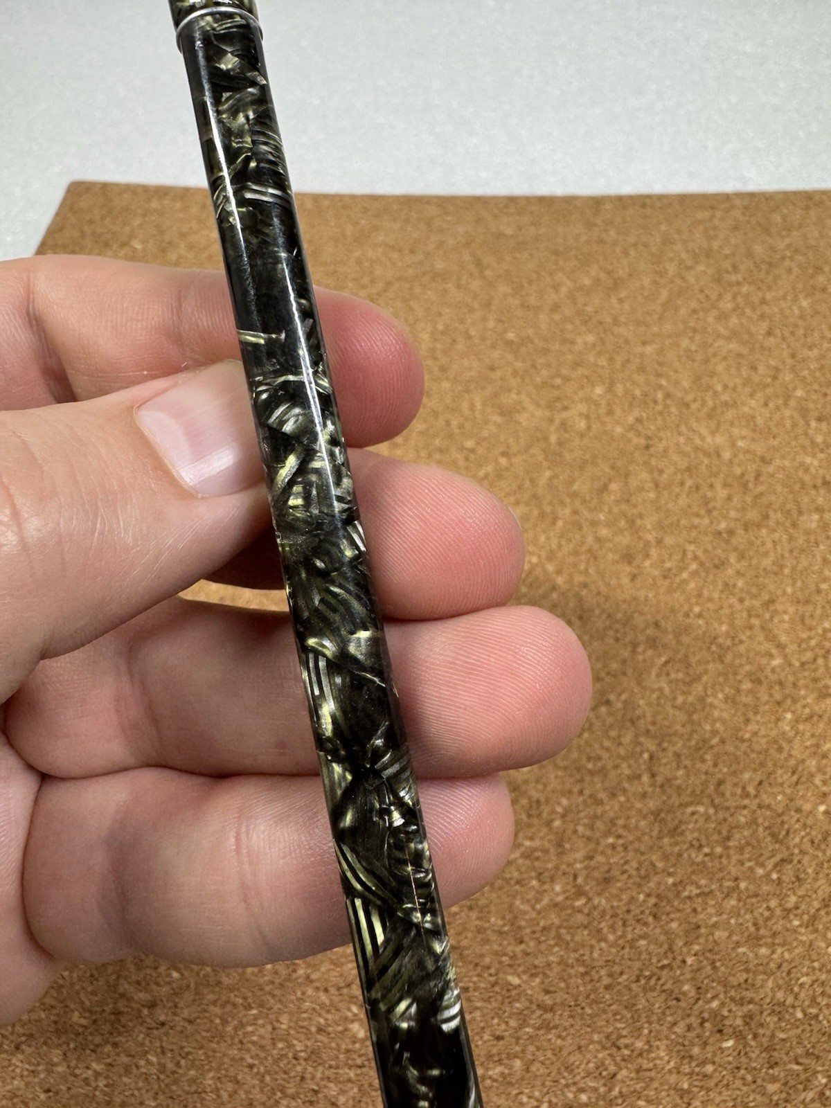 Antique Eversharp 4 Square Green Pattern Celluloid Mechanical Pencil Chrome Trim