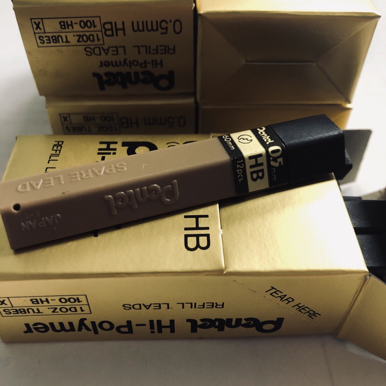 Pentel Hi-polymer 0.05mm HB Refill Leads 5 Boxes (60 Tubes)