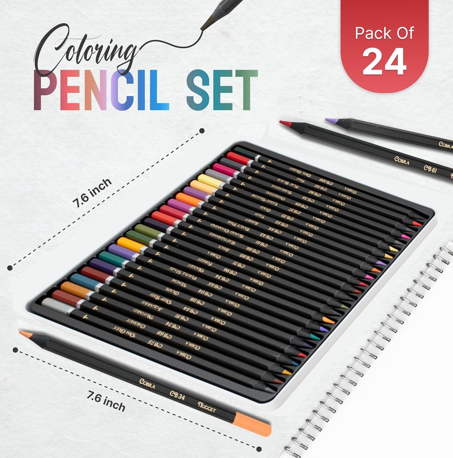 Black Widow Coloring Pencils for Adults – 24 1 Count (Pack of 24), Multicolor