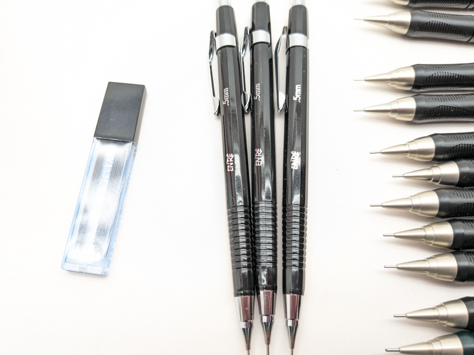 VTG ENRE Mechanical Pencil Ma – .5mm,.7mm Black/Silver Heavy Duty Lot Of 17