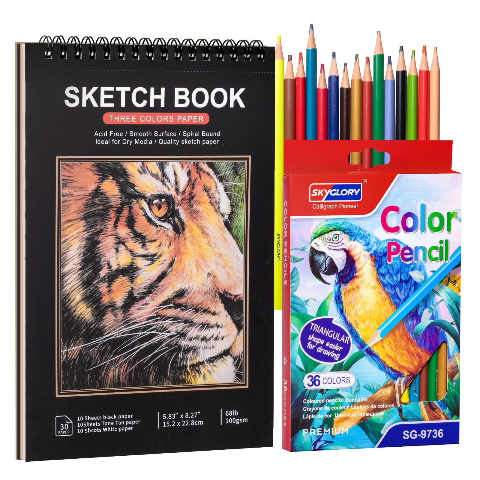 Drawing Sketchbook Kit, A5 Sketch Book with 36 5.8×8.3 inch Multicolor