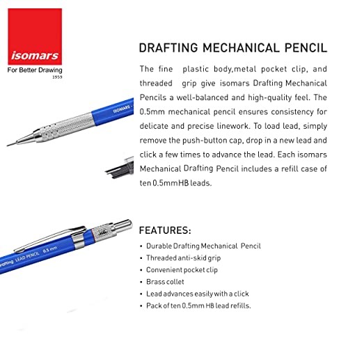 0.5mm Mechanical Drafting Pencil – Built-in Sharpener + 10 Leads