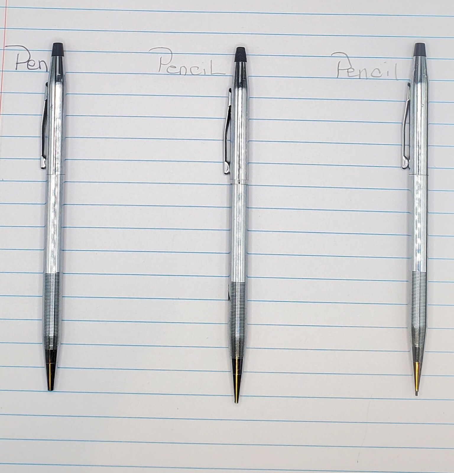 Vintage Cross Chrome Knurled Grip Twist Lot 2 Mechanical Pencils 1 Pen