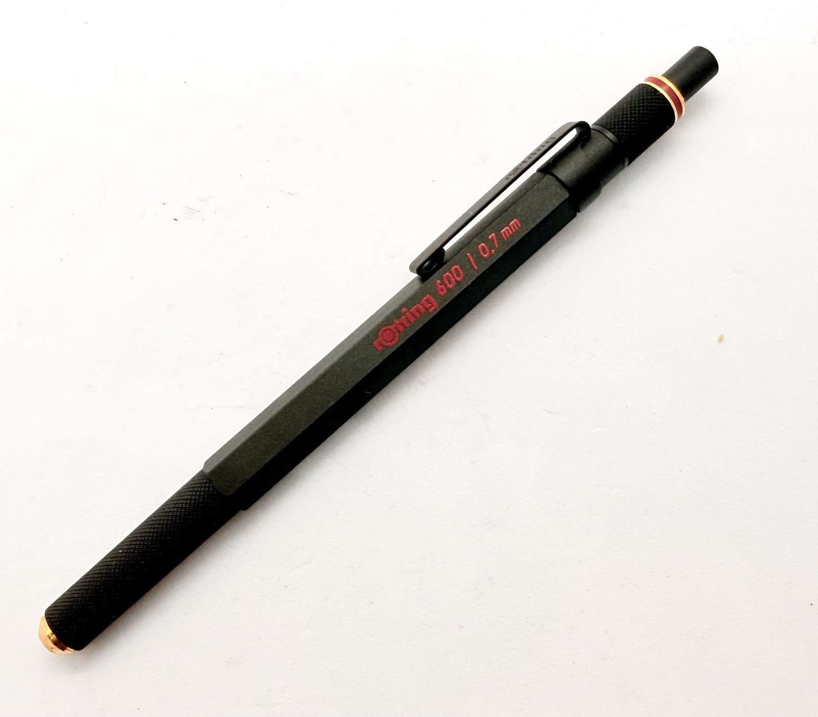 NOS Rotring 600 Gold Twist Retract Tip Mechanical Pencil 0.7mm Black Color