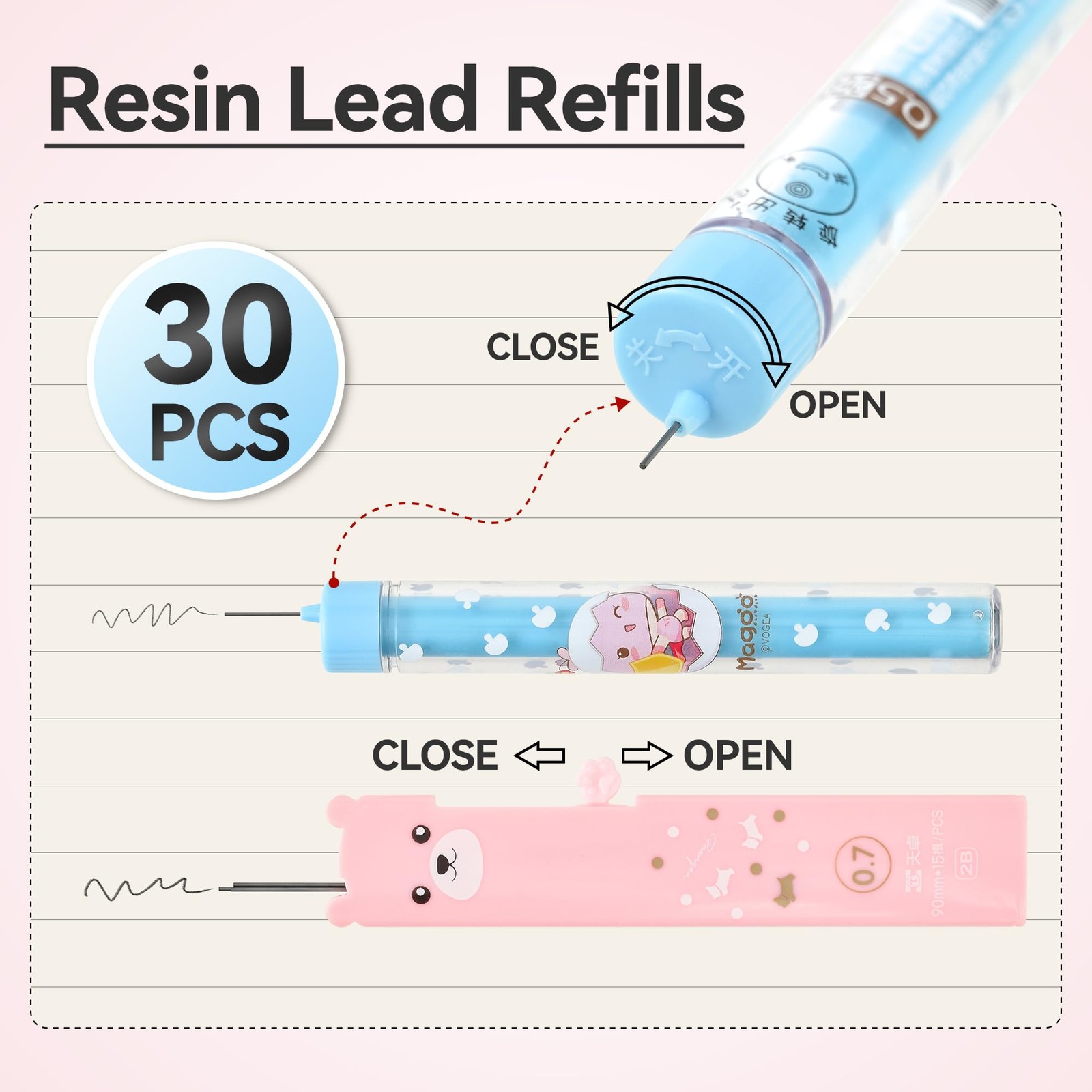 Jollin 12PCS Cute Kawaii Mechanical Pencils 12 Count (Pack of 1), style mixed