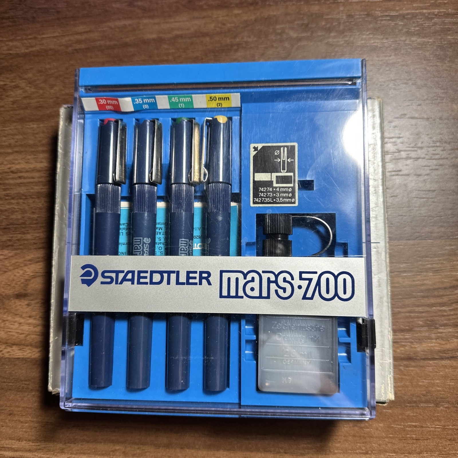 Vintage Germany Staedtler Mars 700 S4 A6 Set of 4 Technical Pen Set With Case