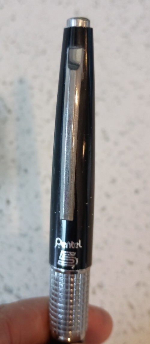 Vintage Pentel 5 Sharp Kerry Capped Mechanical Pencil 0.5mm Black Silver Japan
