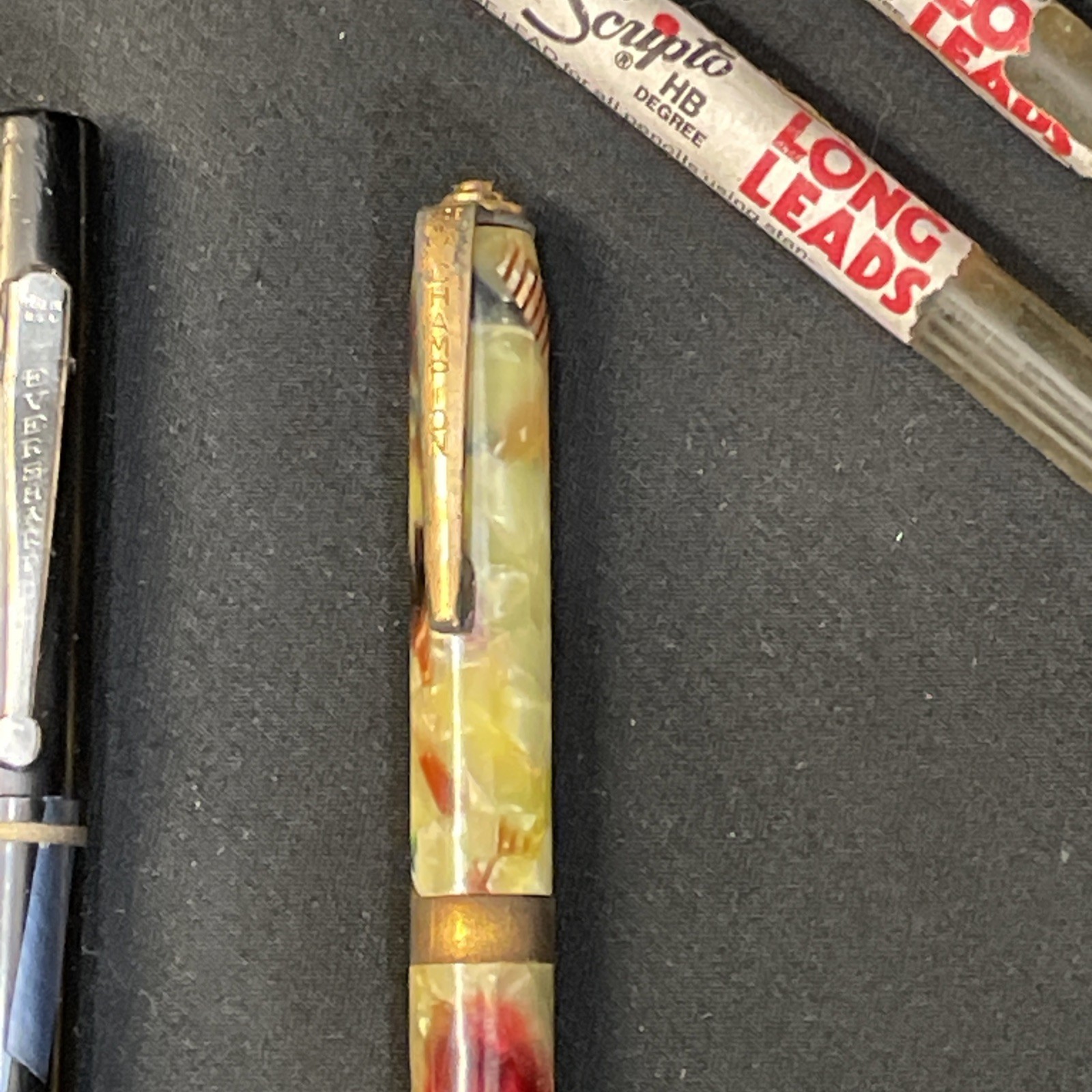 Vintage 1940s-50s Eversharp Black & Blue, Champion Multi-Color Celluloid Pencils