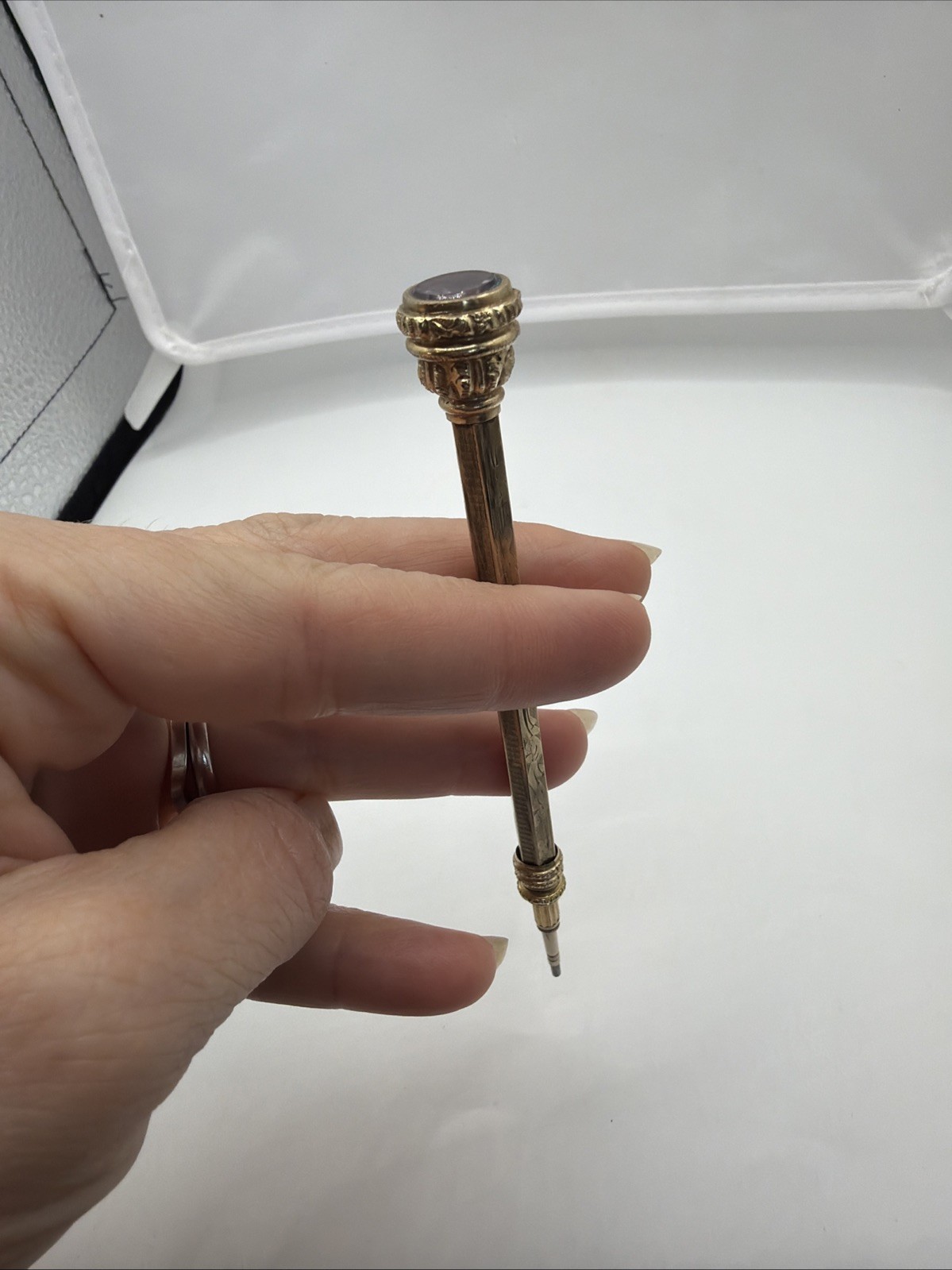 Antique Rolled Gold Victorian Engraved Retractable Propelling Pencil 1890