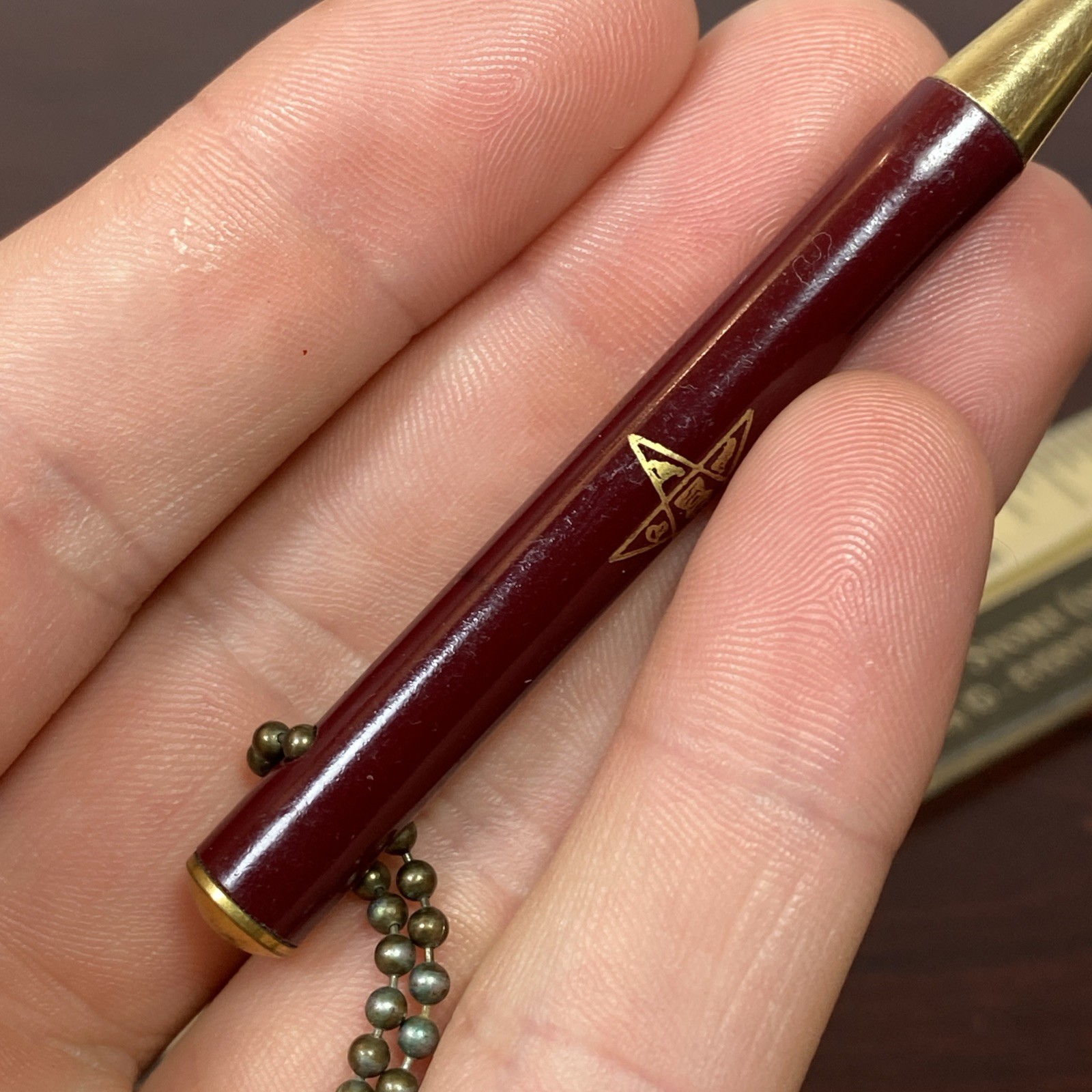 Masonic OES Order Of The Eastern Star Mechanical Pencil VTG Keychain Bead Chain