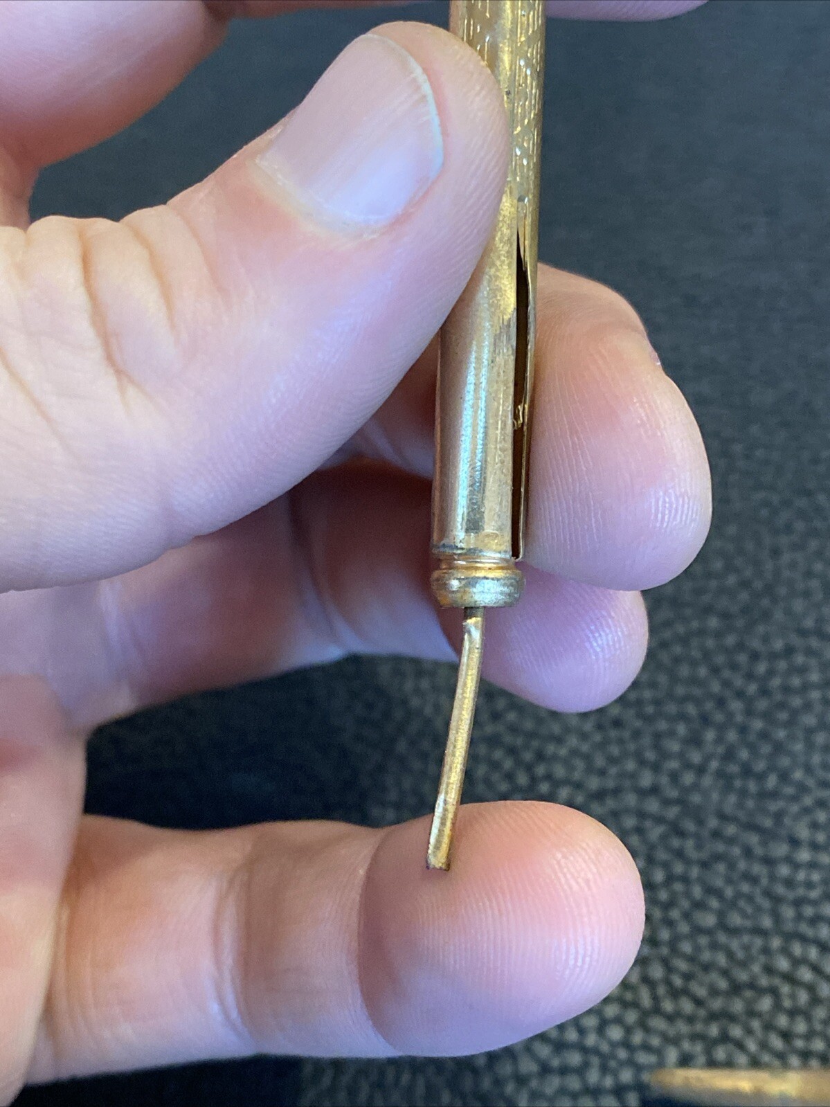 2 Early Telescoping Collapsible Fancy Gold Filled Mechanical Pocket Pencil AS IS