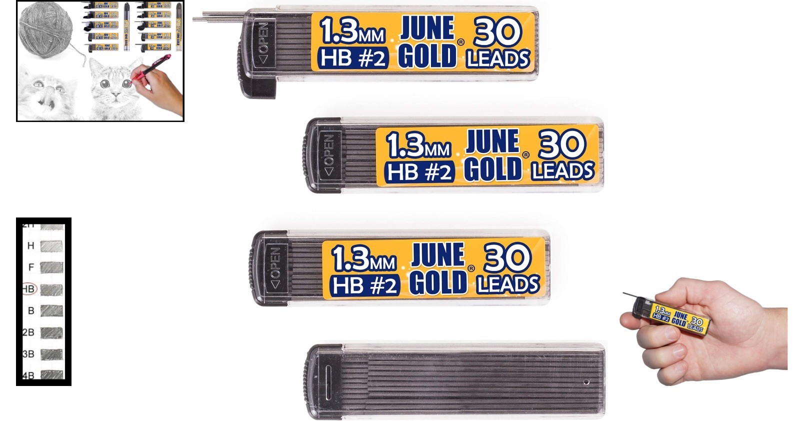 120 Pcs 1.3mm HB Break-Resistant Lead Refills, 4 Dispensers for Mechanical Pe…