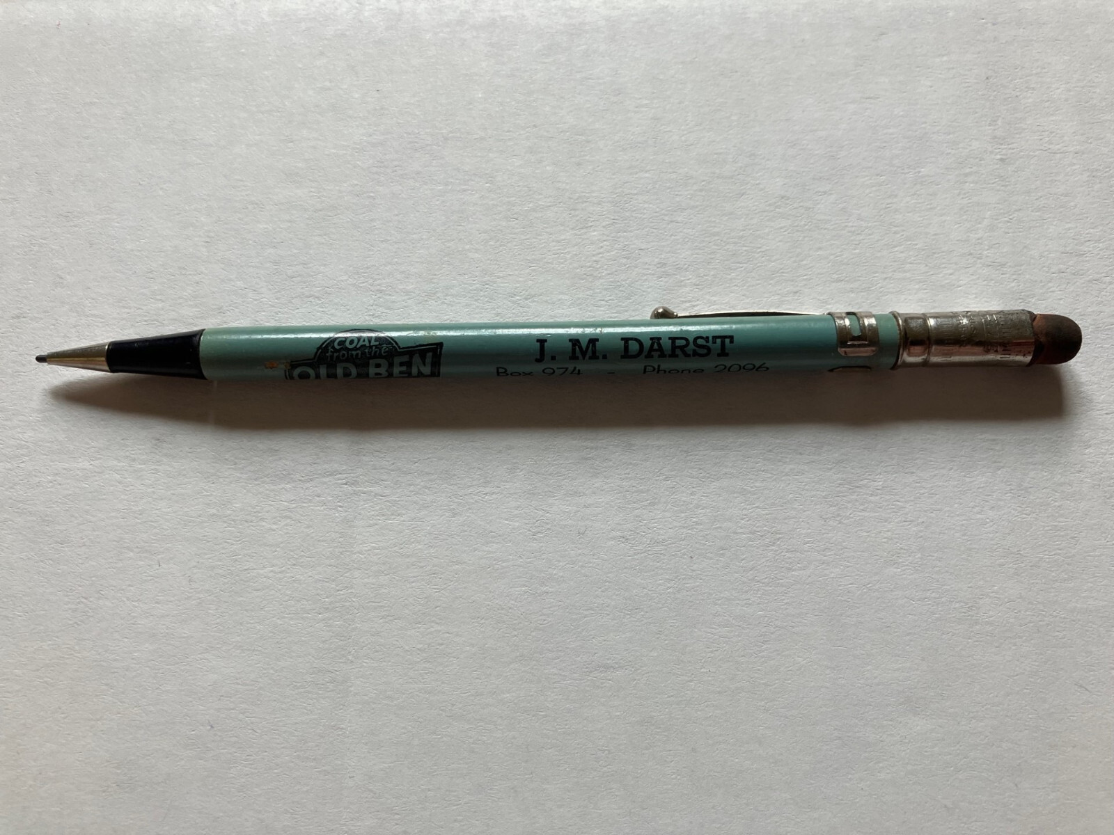 Vtg 1940’s Advertising Mechanical Pencil Old Ben Mines Coal High Point NC Darst