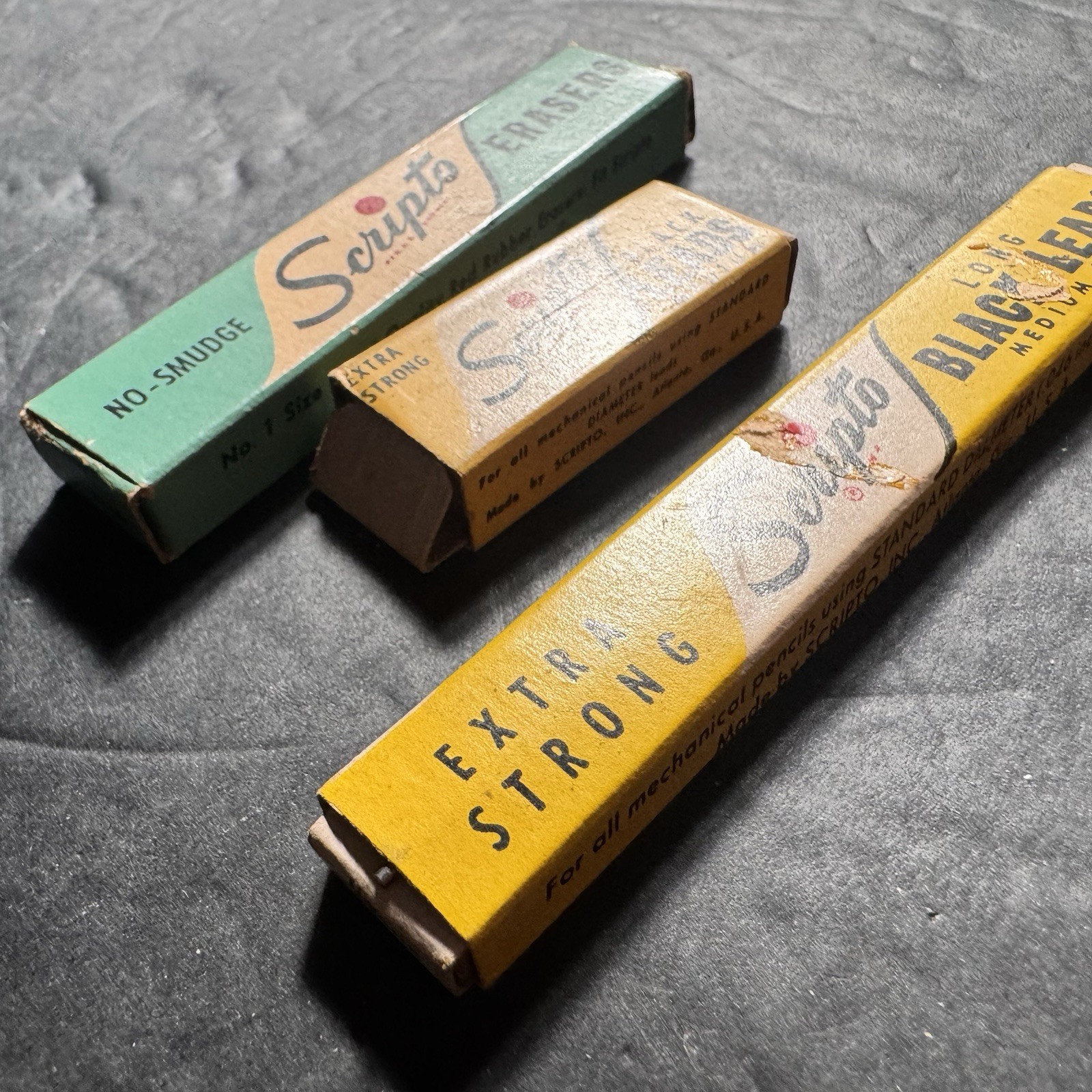 Vintage Scripto Pencil Leads & Erasers Art Deco Drafting 1940s 3pc Mix Lot