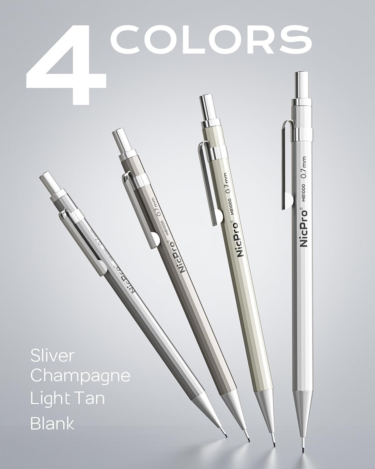 8 Pack Metal Mechanical Pencil Set – 0.5mm & 0.7mm for Artists & Professionals
