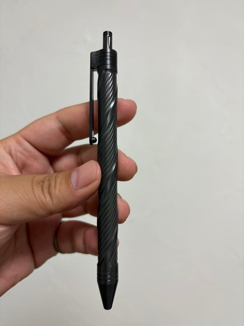 Twist Design Mechanical Pencil Body Metallic Gray Made of Zirconium Alloy