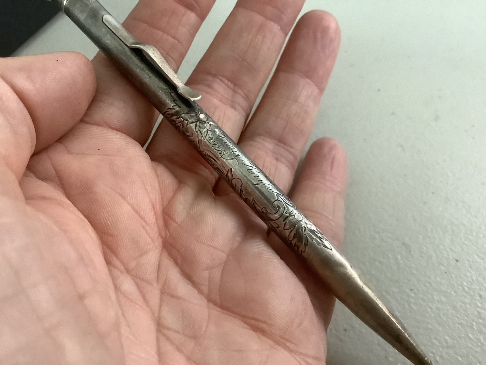 VTG 1938 Sterling Silver Wahl Ever Sharp Mechanical Pencil engraved 5” 19.84g