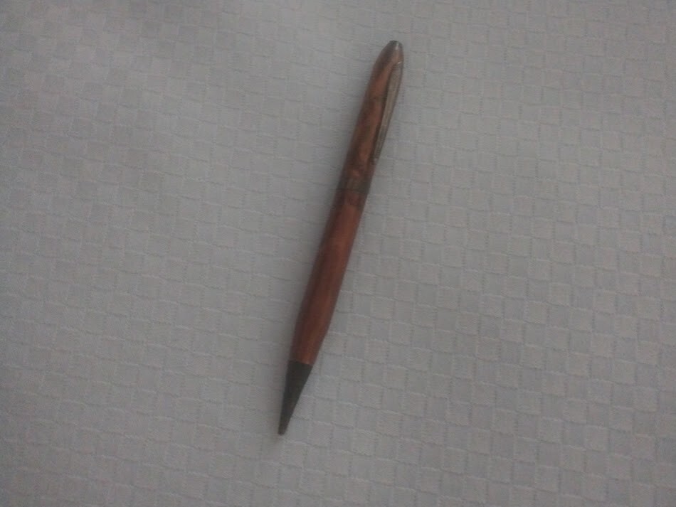 Vintage Marbelized Brown Mechanical Pencil with Eraser / 5″ Long w/ Pocket Clip