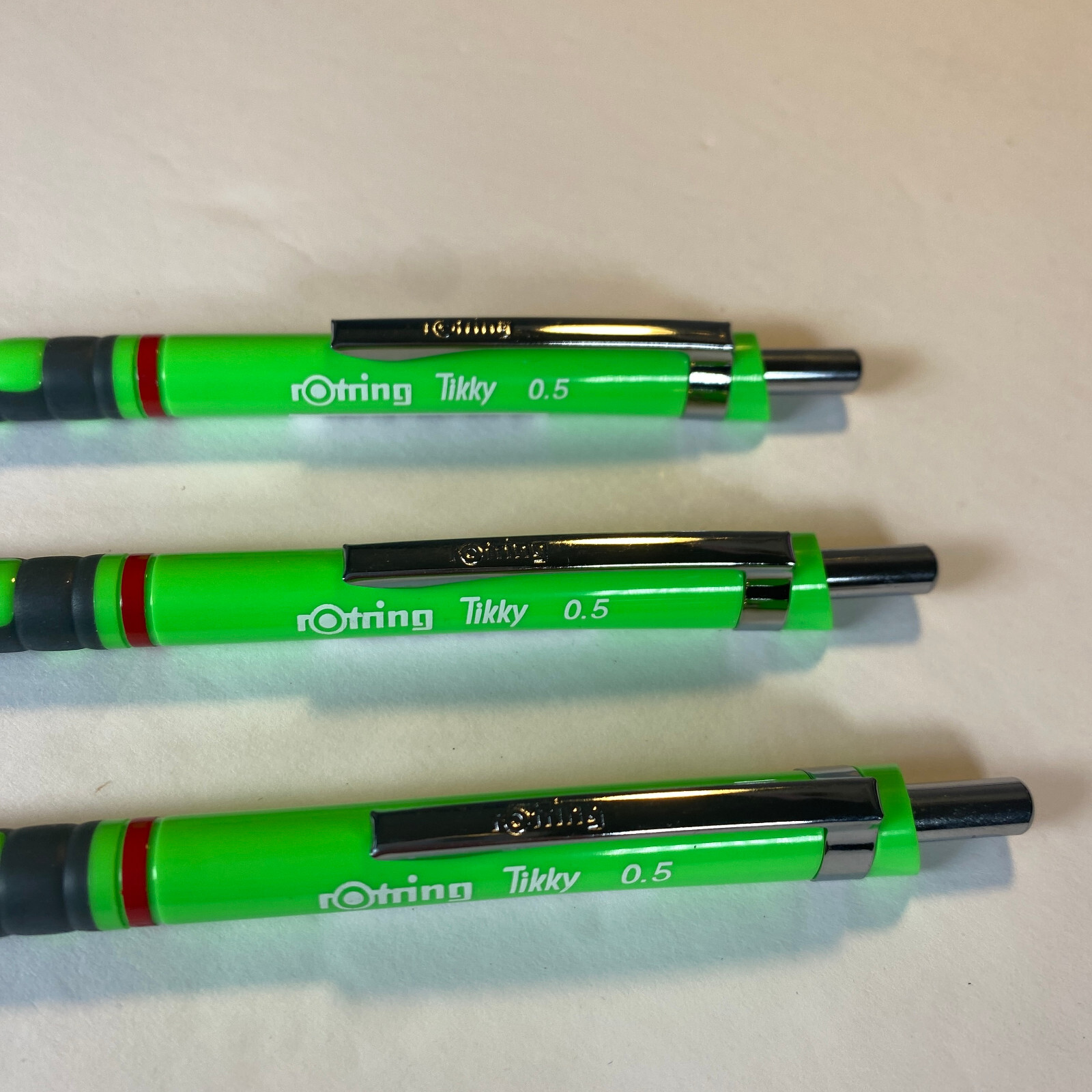 NEW Rotring Tikky 0.5 mm Mechanical Pencil Lot of 3 Rubber Grip Neon Green