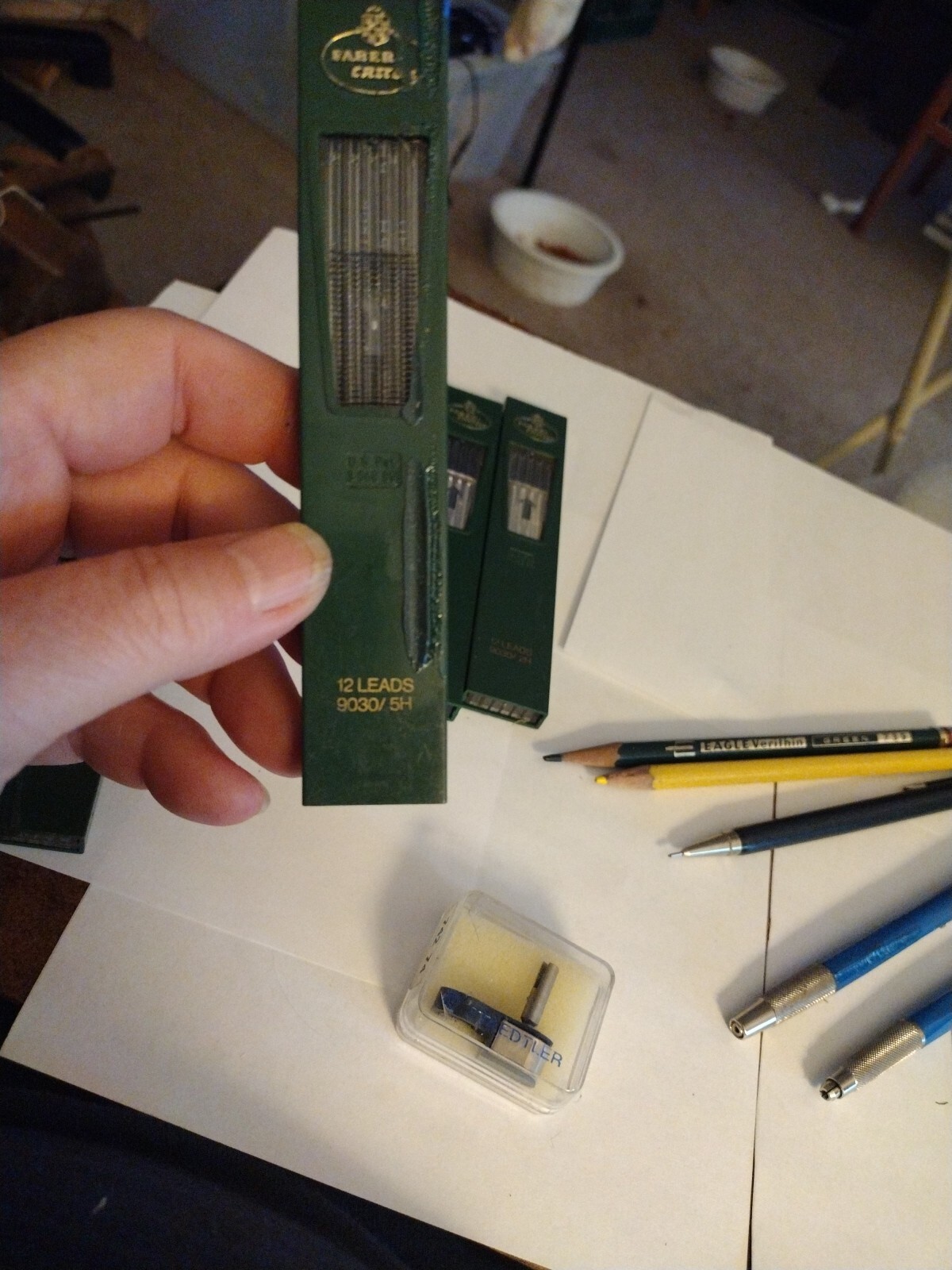 Vtg 3 Staedtler Mars Mechanical Drafting Pencils, Lead, 2 Colored Pencils, Adapt