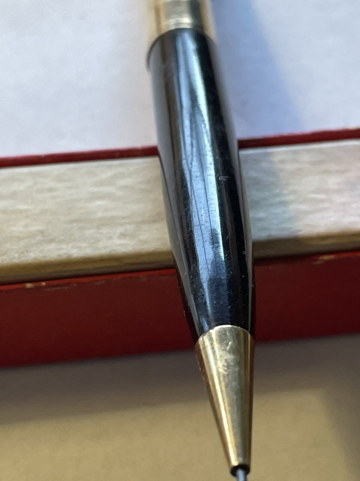 Waterman’s Mechanical Black Pencil 14 Kt GF Gold Filled 5.25” Long Made USA Vtg