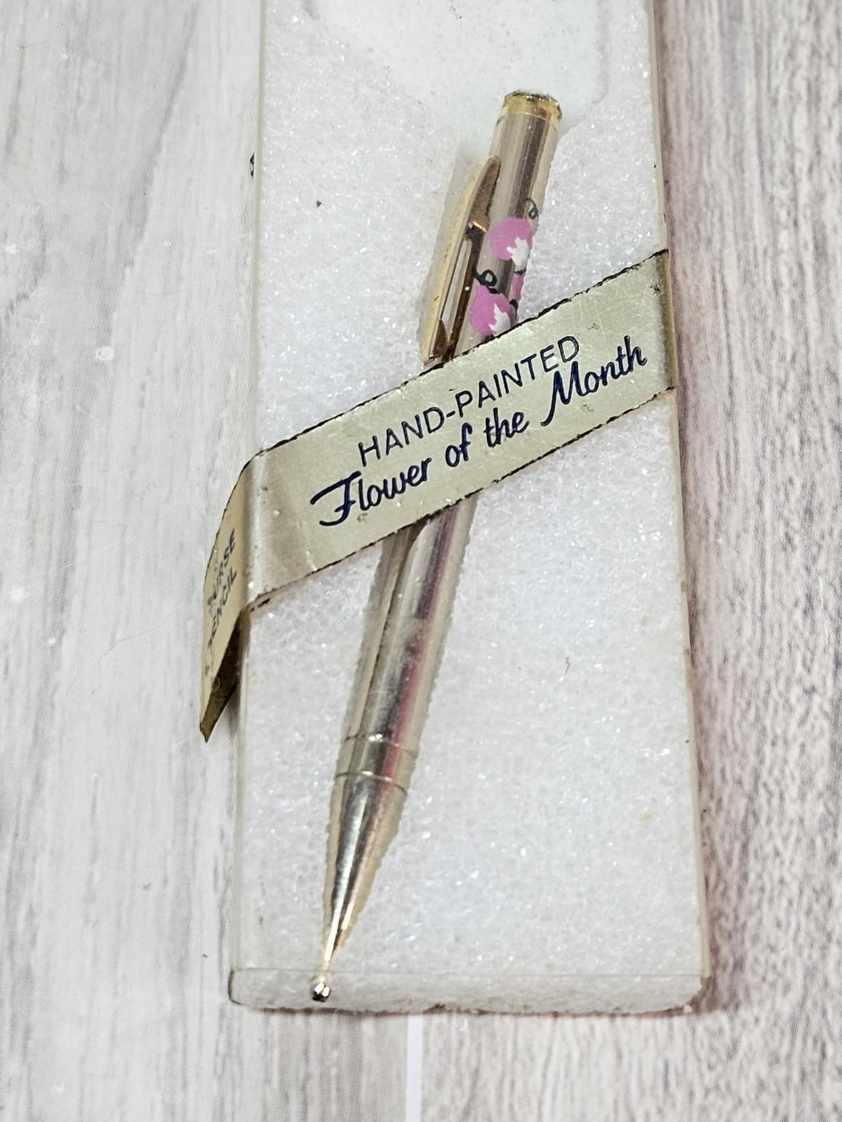 Vintage USA Hand Painted Flower of the Month Mini Mechanical Pencil Gold Tone…