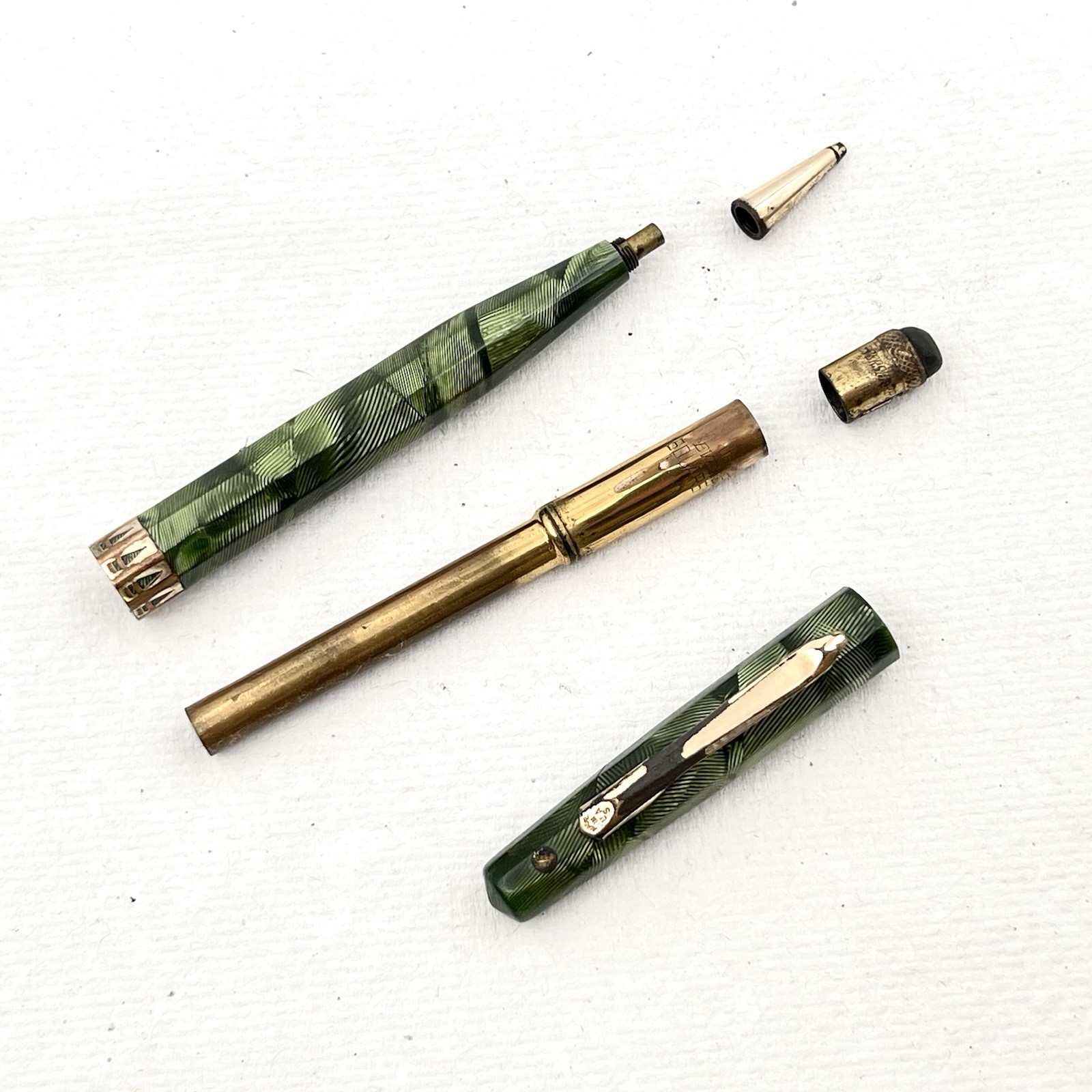 Eversharp Doric Green Shell Mechanical Pencil 5-1/4″ 1.1mm Inscribed PARTS AS IS