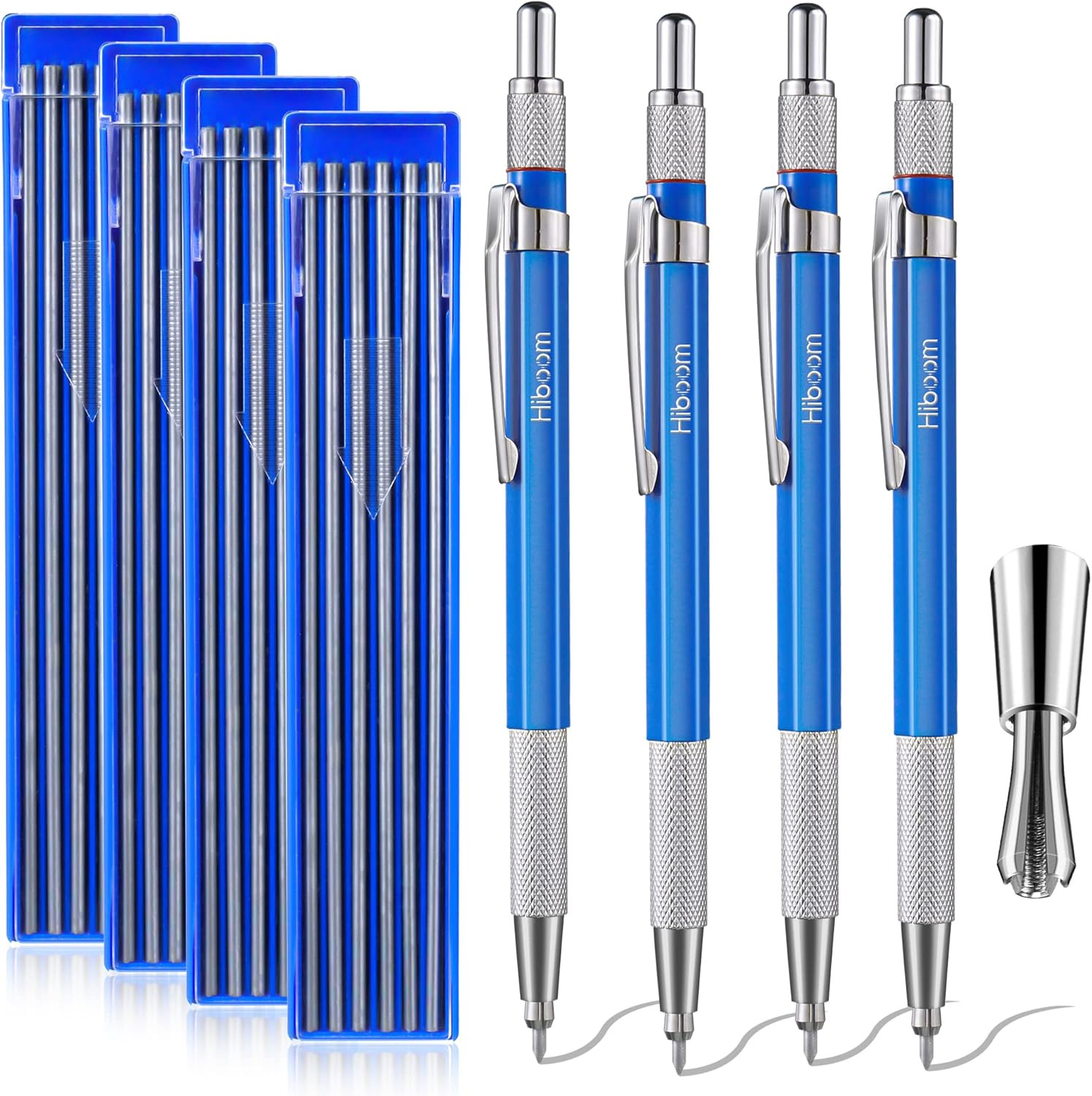 4 Pcs Welders Pencil with 48 Pcs Silver round Refills, Mechanical