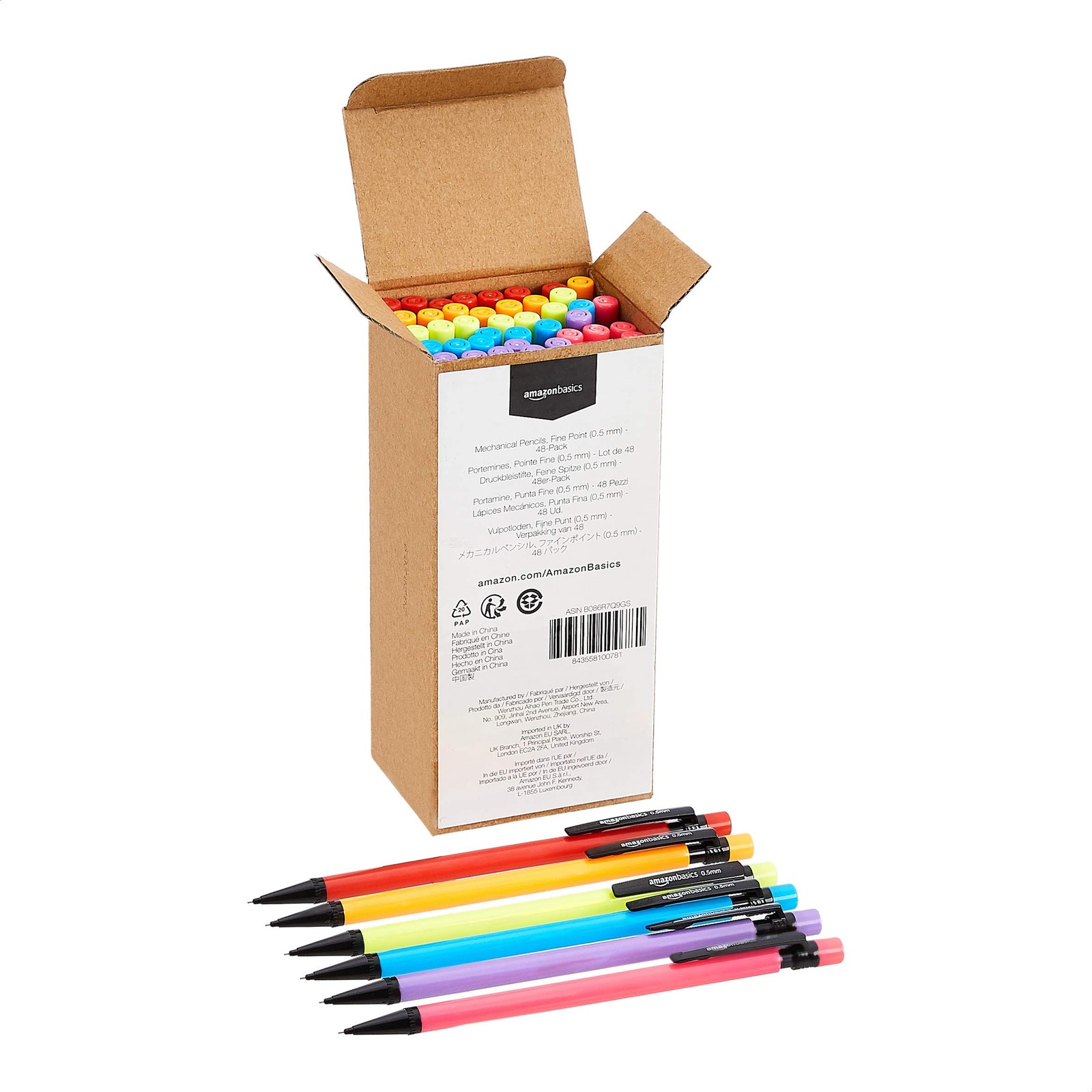 Amazon Basics Mechanical Pencils 0.7mm for 48 Count (Pack of 1), multicolor