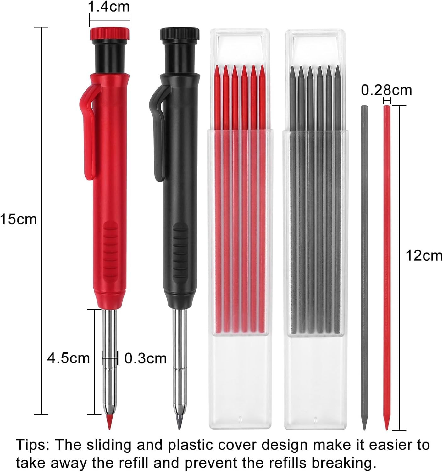 2 Pack Carpenter Pencils Mechanical Pencils with 12 Refills, Construction Pen…
