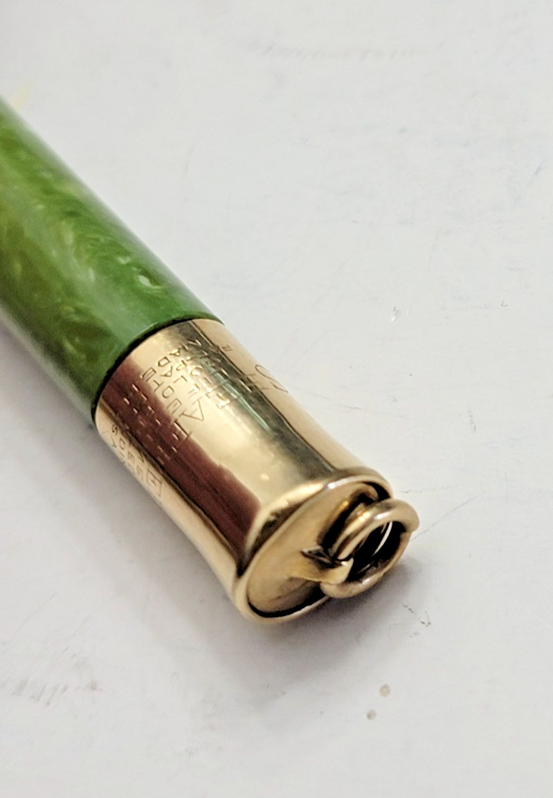 1920s Sheaffer’s Mini Jade Green Ring Top Gold Filled Mechanical Pencil