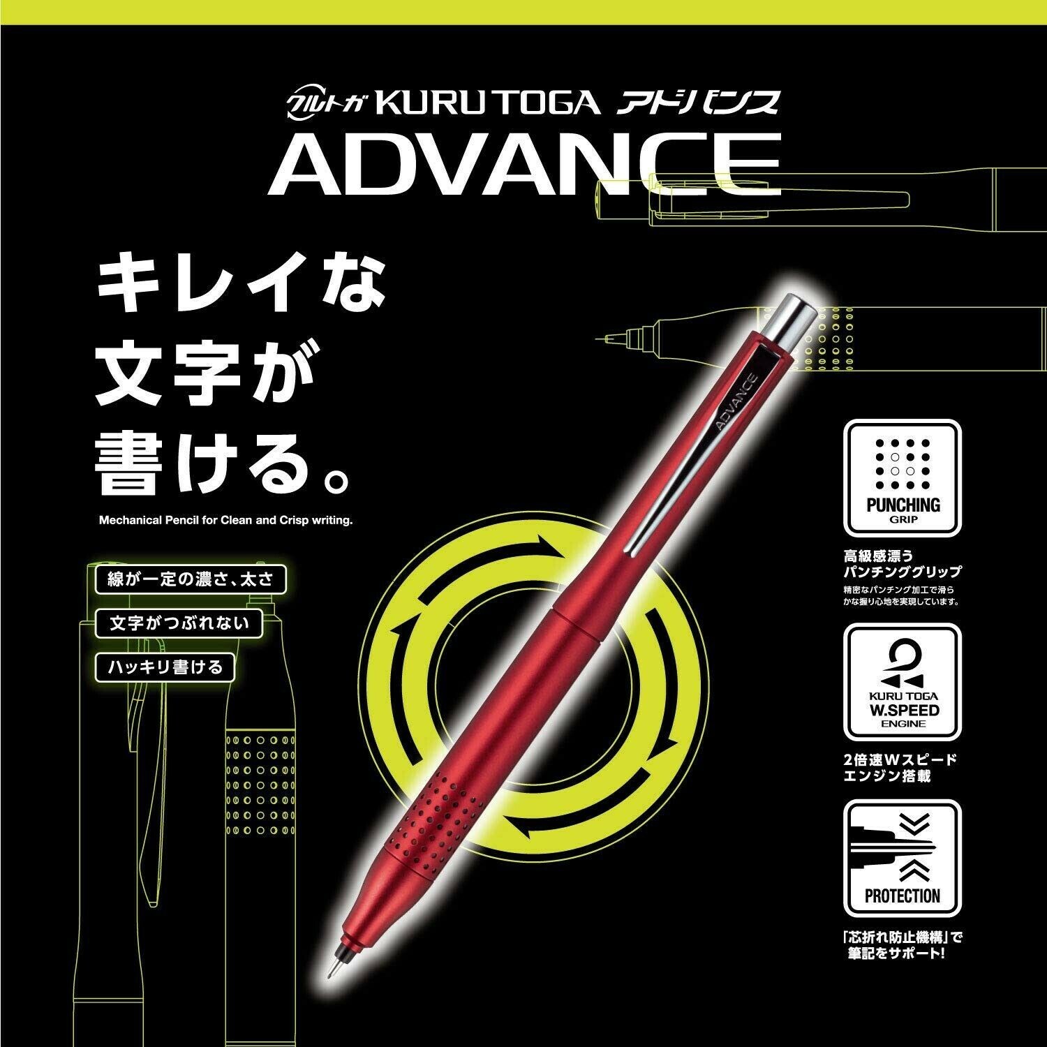 Uni KURUTOGA ADVANCE UPGRADE .5mm mechanical (White) “Maintain the Sharper Edge”