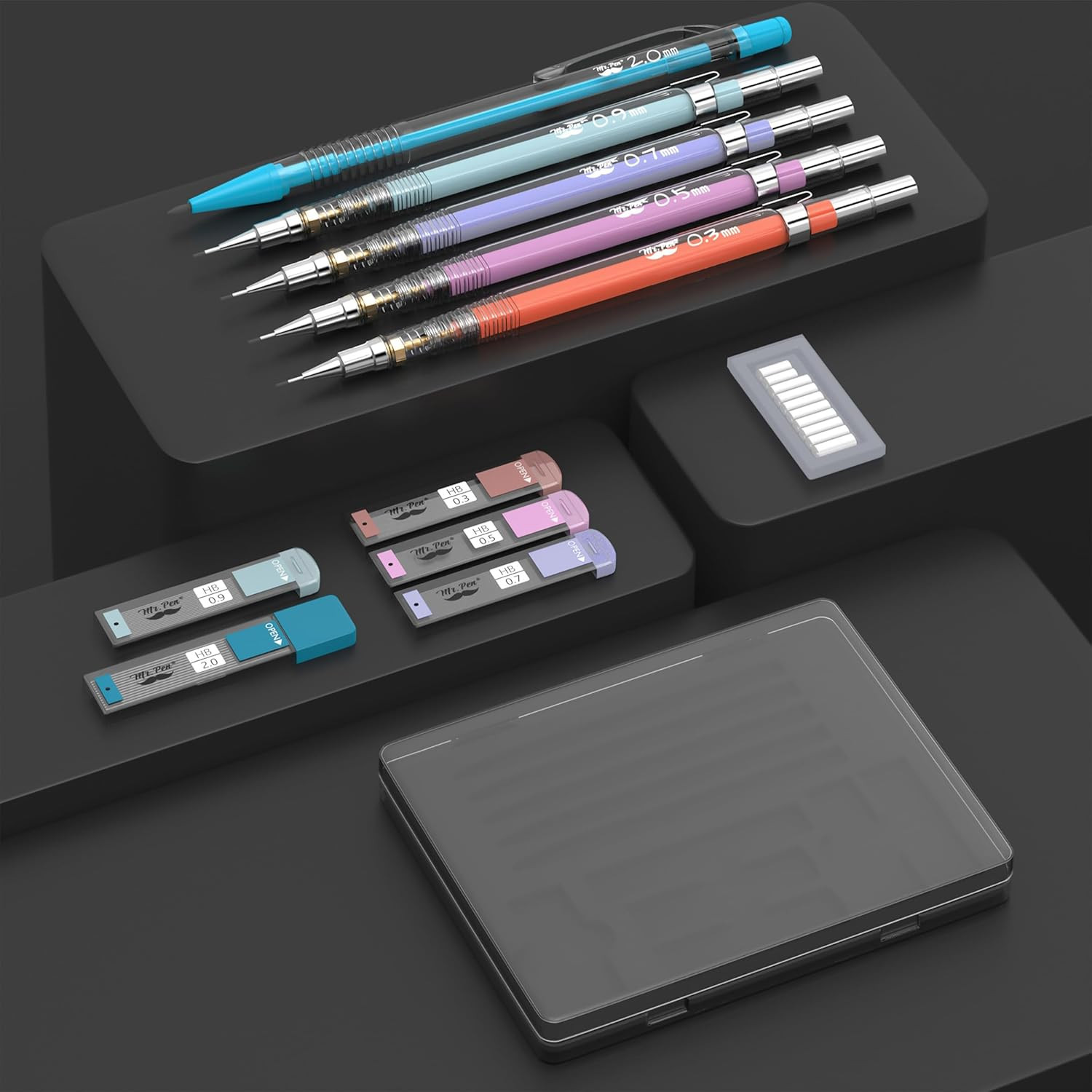 Mr. Pen- Pastel Mechanical Pencil Set, 5 Mechanical Pencils (0.3, 0.5, 0.7 | 0.9