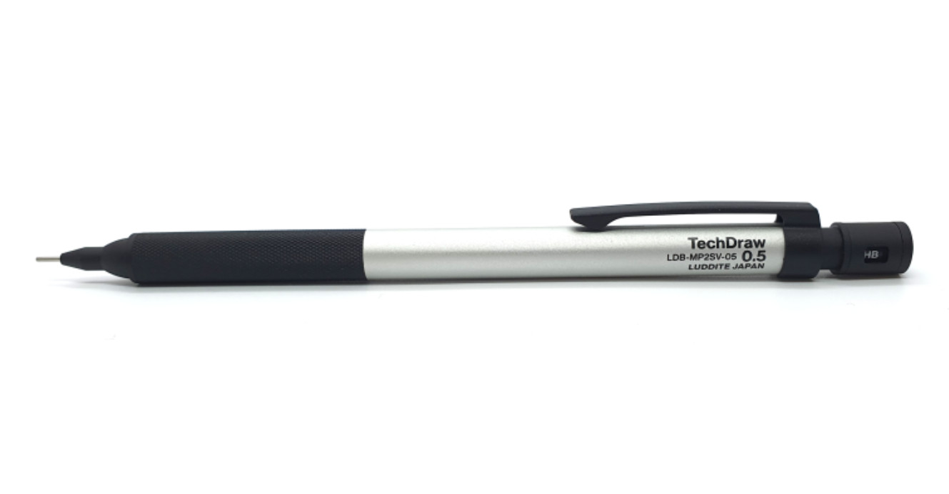 Drafting Pencil Luddite Tech Draw 2 Knock Type Mechanical Pencil BLACK & SILVER