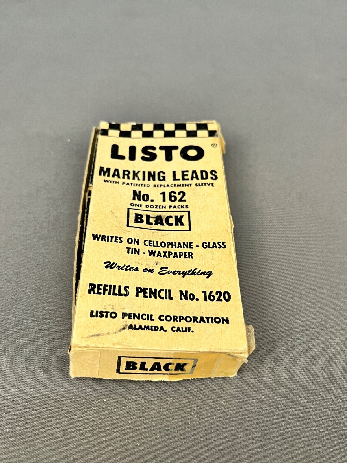 Vintage Listo Marking Leads Black No. 162 Box of 12 (3E)