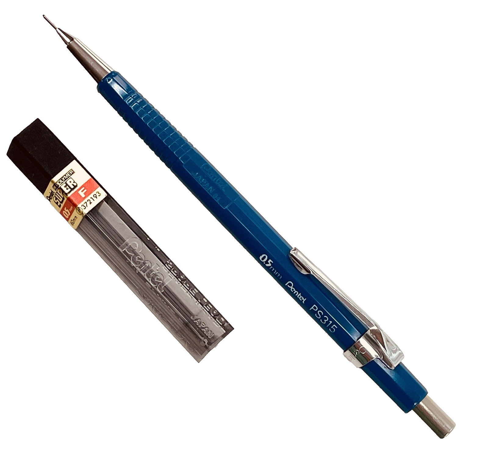 Vintage Pentel PS315 0.5mm Mechanical Pencil Japan Blue w/Lead Refills