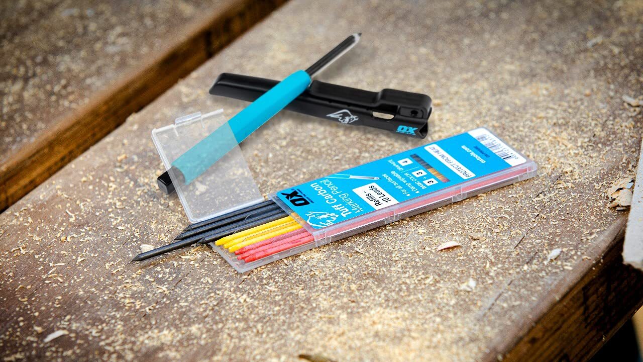OX Tools Tuff Carbon Marking Pencil Replacement Lead 10 Pack Red Yellow Graphite